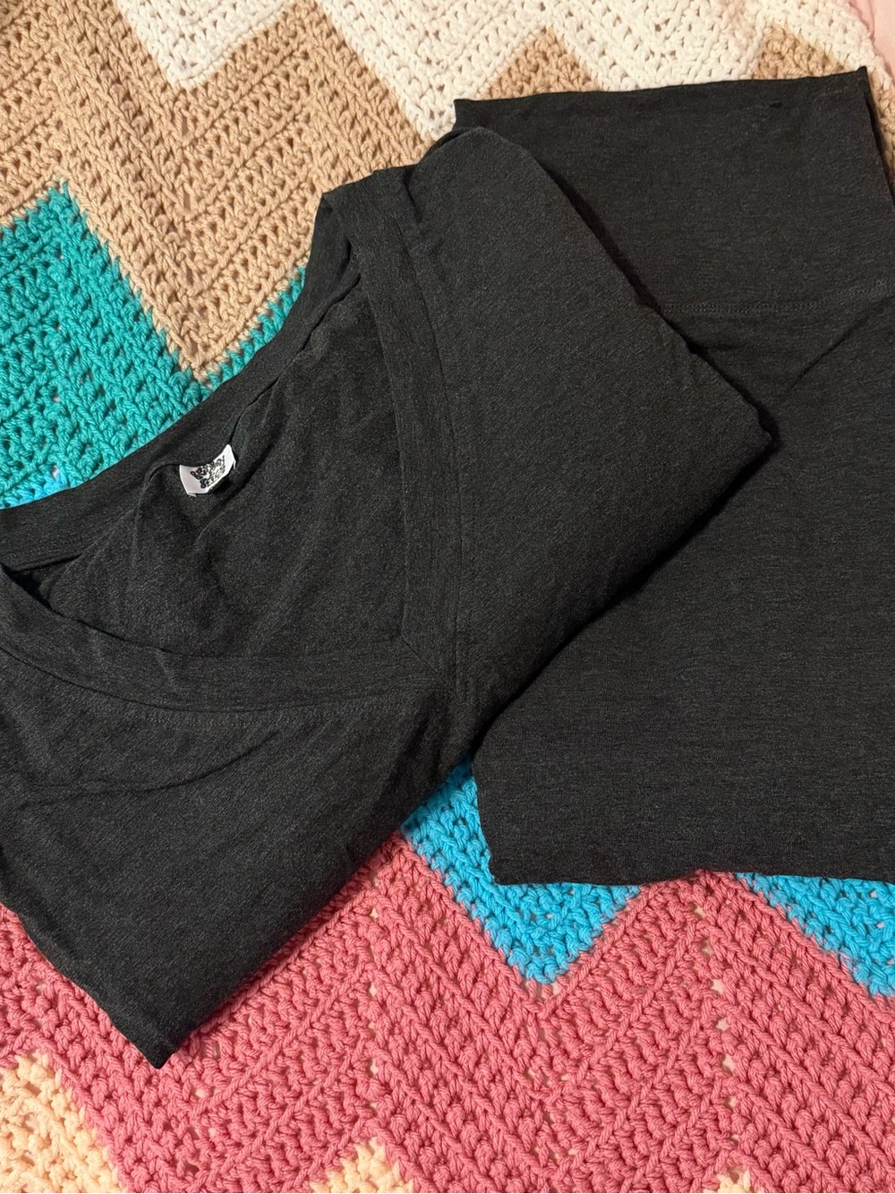 Charcoal V-Neck Long Sleeve Set
